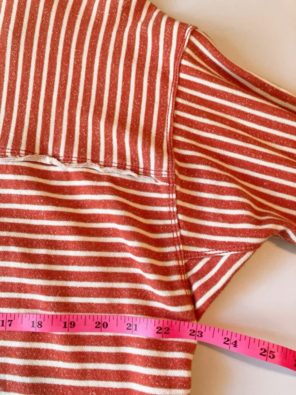 Anthropologie Pullover Quarter V-Neck Shirt Oversized Small Red Stripes Pilcro - Picture 8 of 12